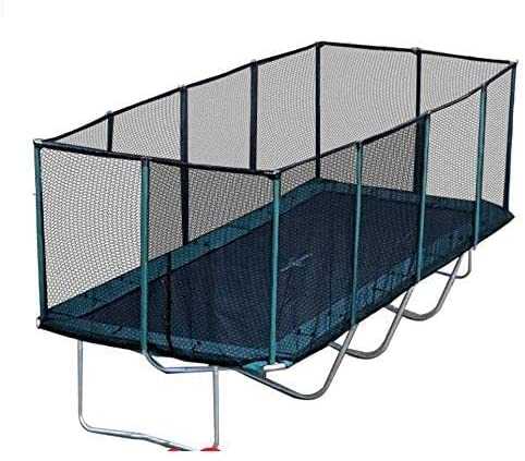 Happy Trampoline - Gymnastic Outdoor Adults Kids Rectangle Trampoline with Net Enclosure